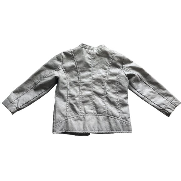 Dollhouse Girls Gray Faux Leather Ruffle Trim Jacket Stylish Dressy - Picture 6 of 8